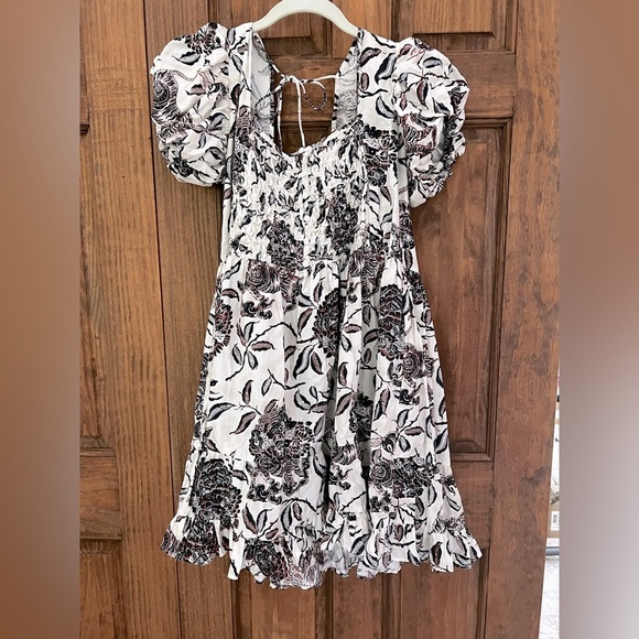 House of Harlow 1960 Floral Peasant Bohemian Puff Sleeve Mini Dress Size Medium - Picture 9 of 10